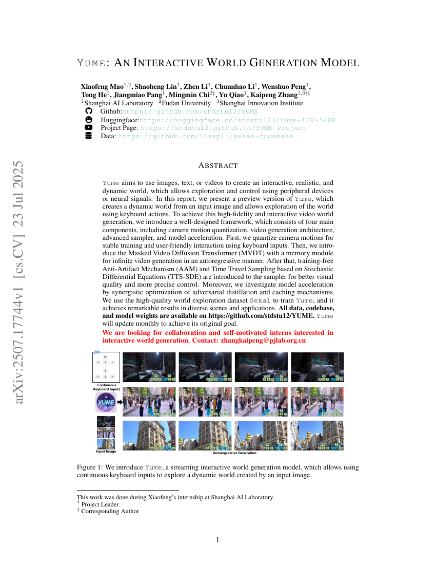 Yume: An Interactive World Generation Model