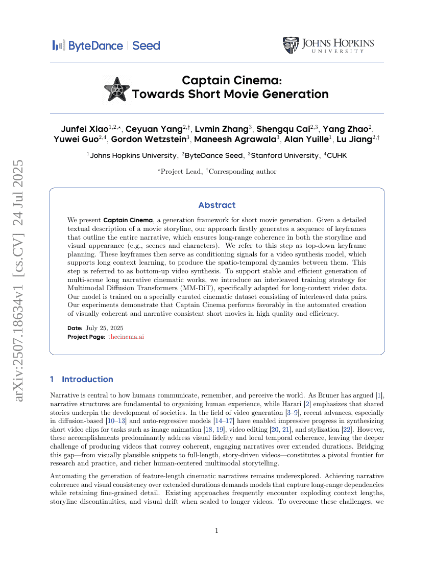 Captain Cinema: Towards Short Movie Generation