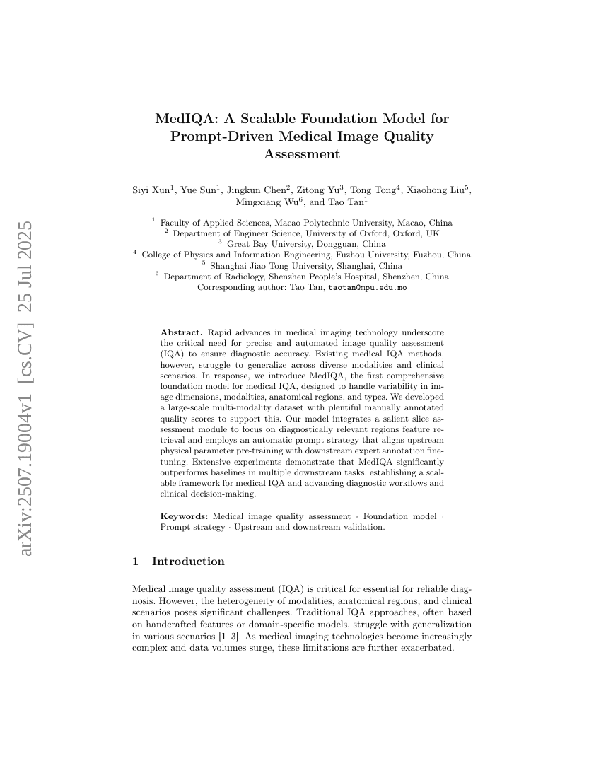 MedIQA: A Scalable Foundation Model for Prompt-Driven Medical Image Quality Assessment