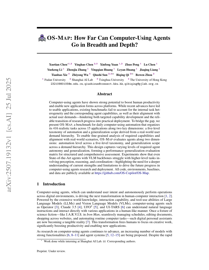 OS-MAP: How Far Can Computer-Using Agents Go in Breadth and Depth?