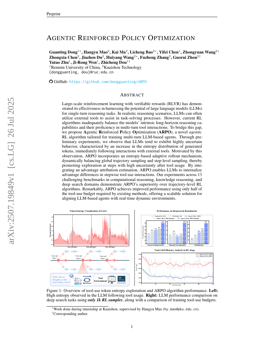 Agentic Reinforced Policy Optimization
