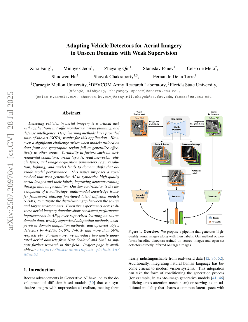 Adapting Vehicle Detectors for Aerial Imagery to Unseen Domains with Weak Supervision