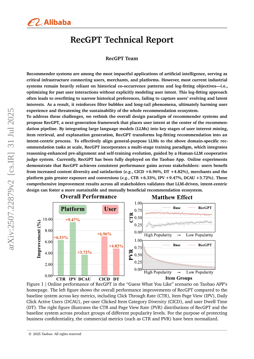 RecGPT Technical Report