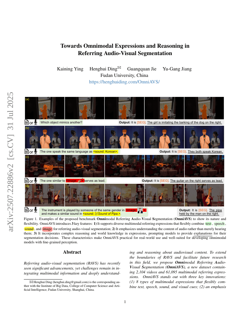 Towards Omnimodal Expressions and Reasoning in Referring Audio-Visual
  Segmentation