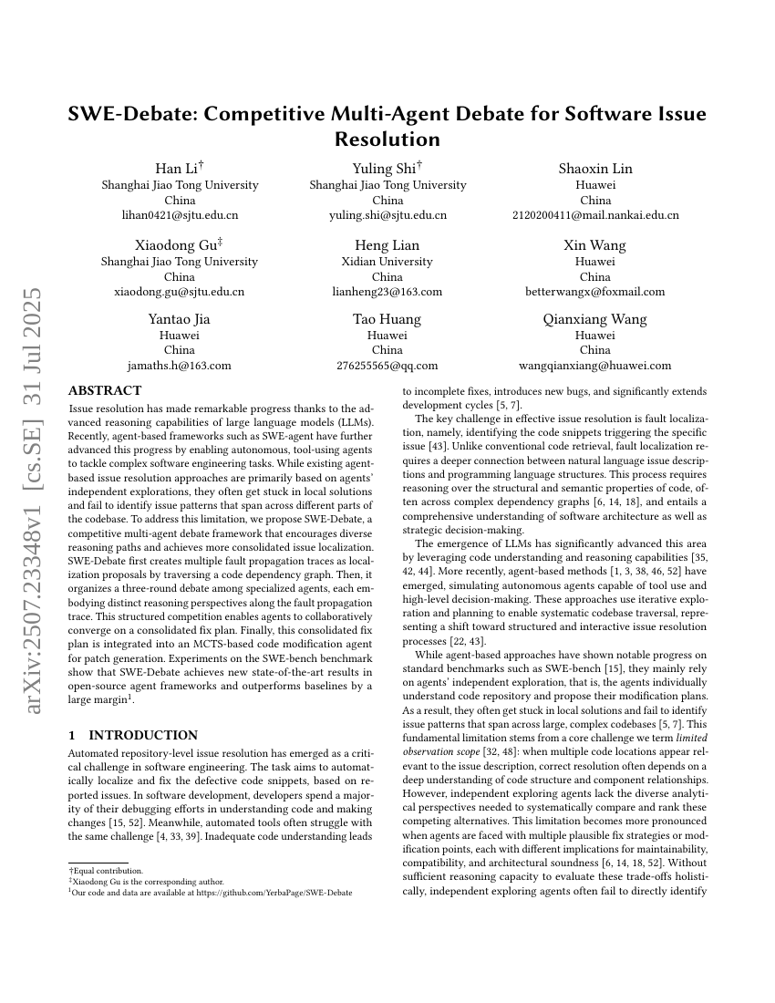SWE-Debate: Competitive Multi-Agent Debate for Software Issue Resolution