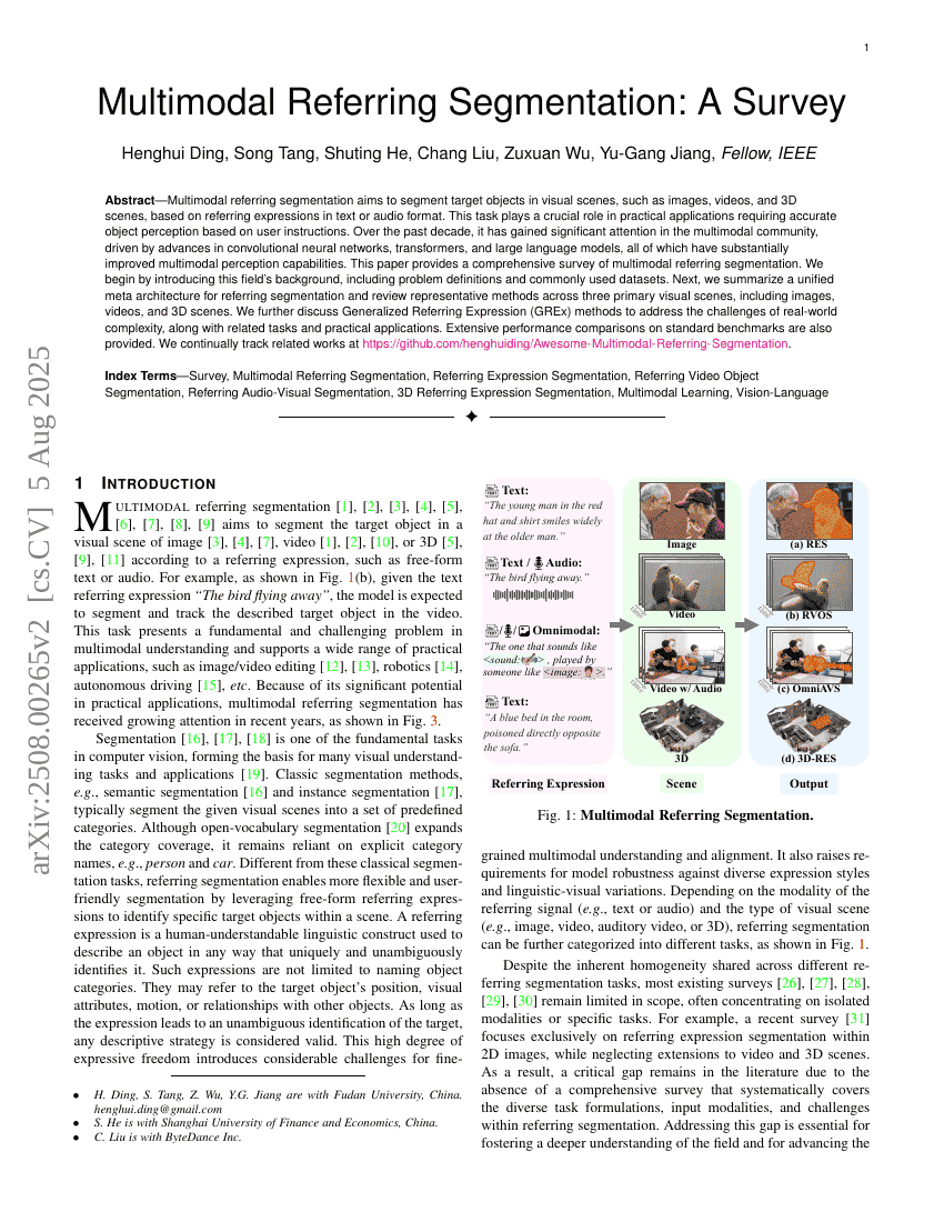Multimodal Referring Segmentation: A Survey
