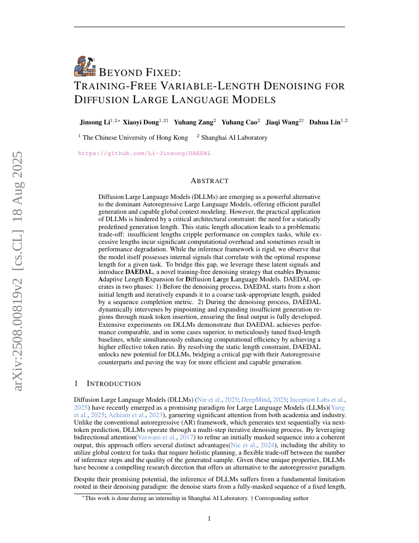 Beyond Fixed: Variable-Length Denoising for Diffusion Large Language
  Models