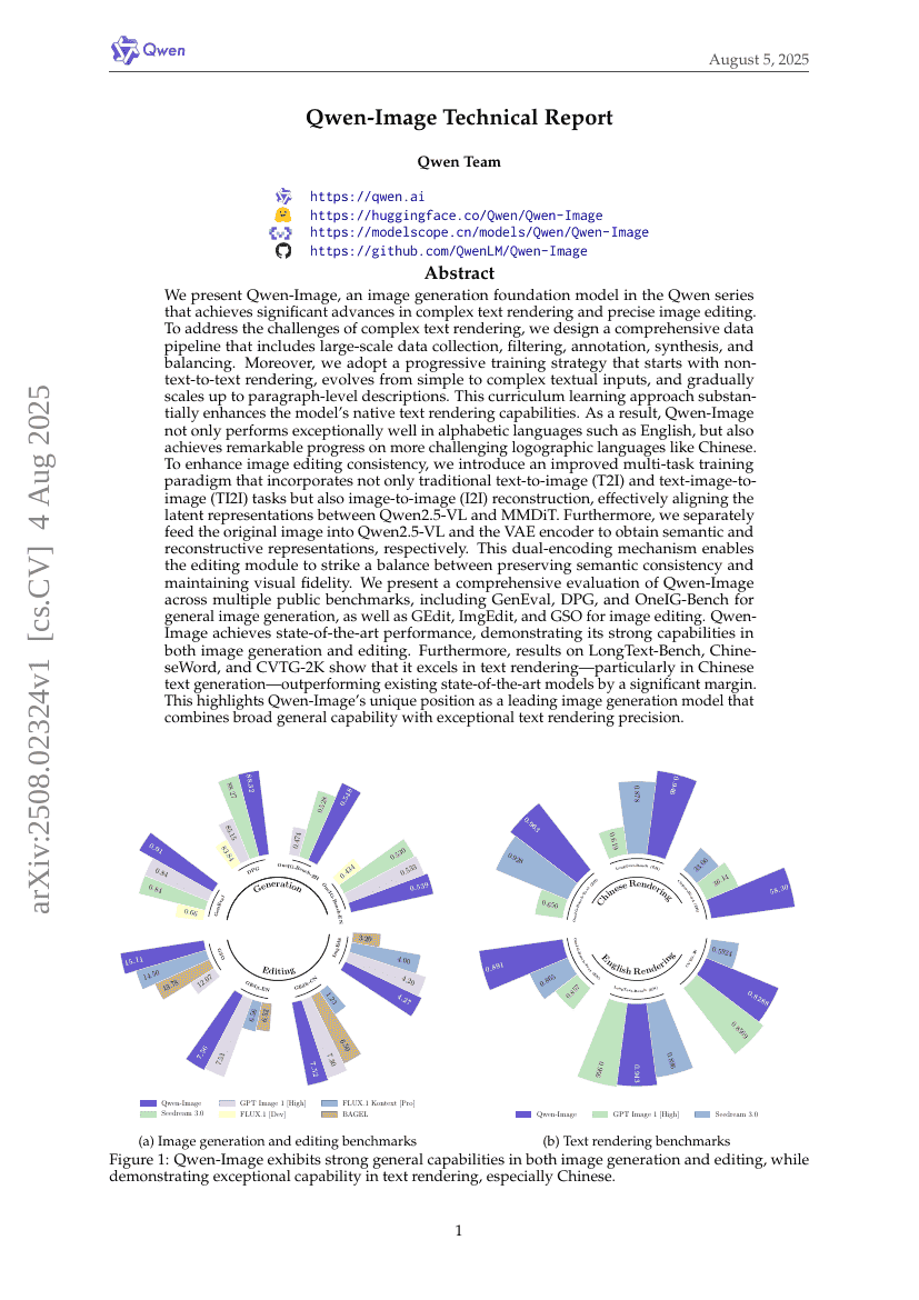 Qwen-Image Technical Report
