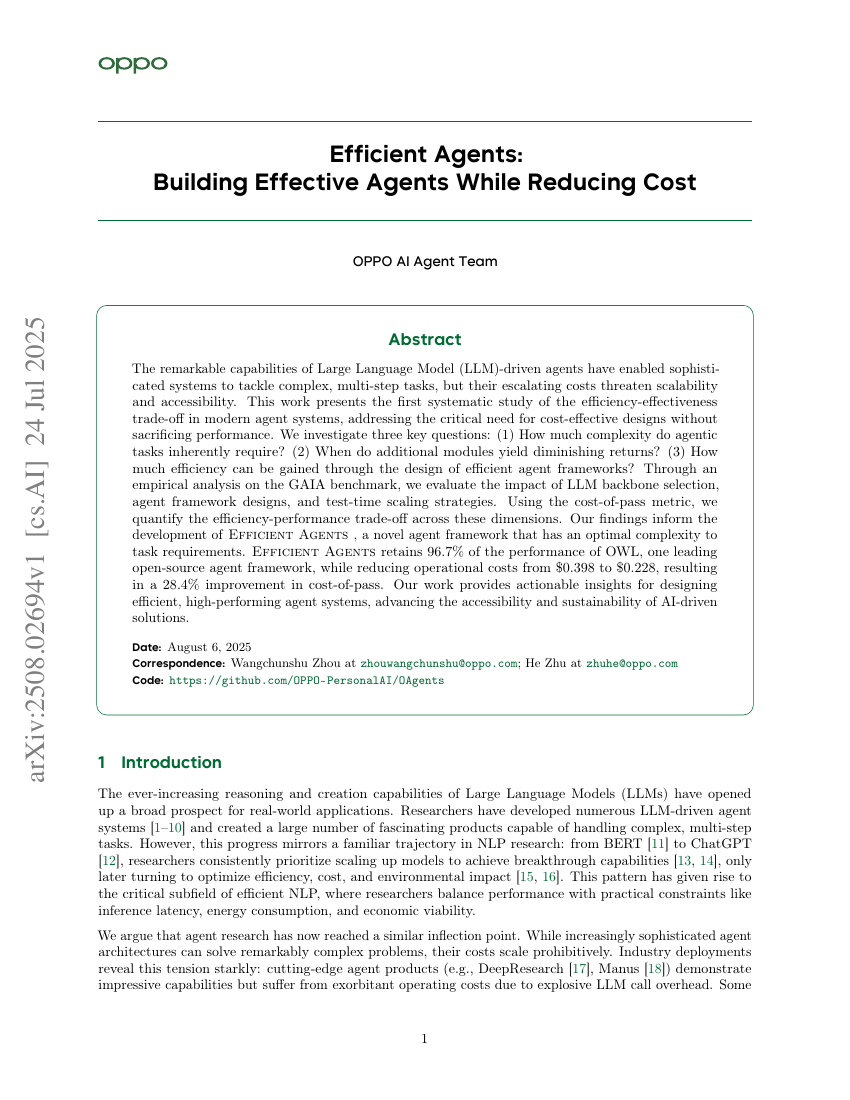 Efficient Agents: Building Effective Agents While Reducing Cost