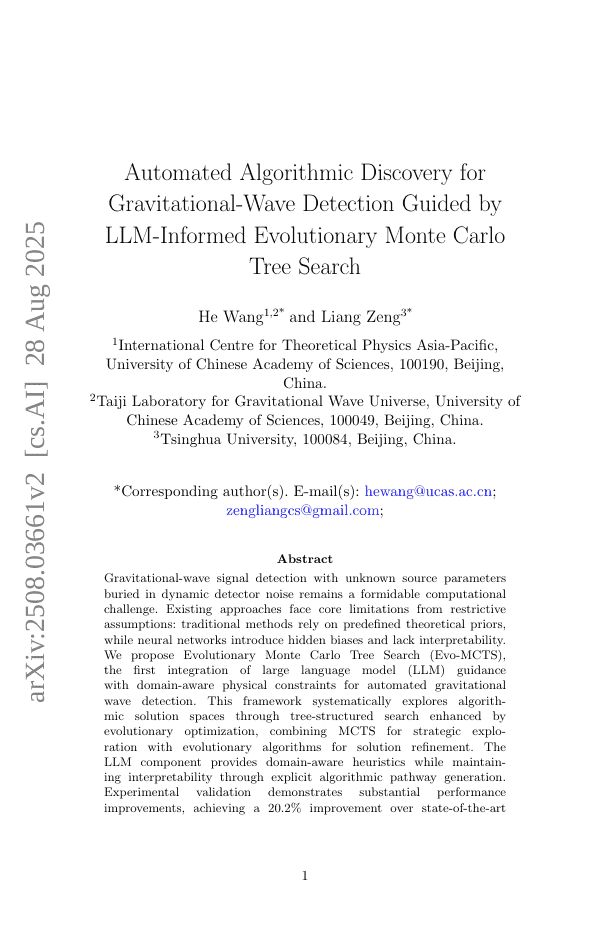 Automated Algorithmic Discovery for Gravitational-Wave Detection Guided by LLM-Informed Evolutionary Monte Carlo Tree Search