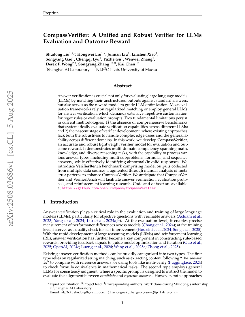 CompassVerifier: A Unified and Robust Verifier for LLMs Evaluation and
  Outcome Reward