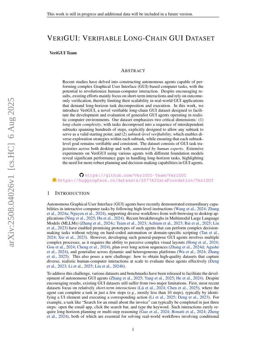 VeriGUI: Verifiable Long-Chain GUI Dataset