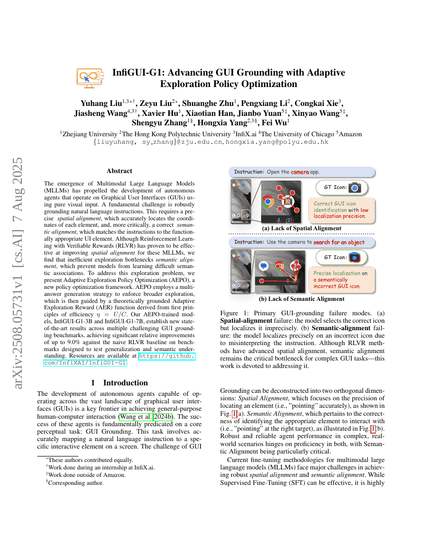 InfiGUI-G1：通过自适应探索策略优化推进GUI定位