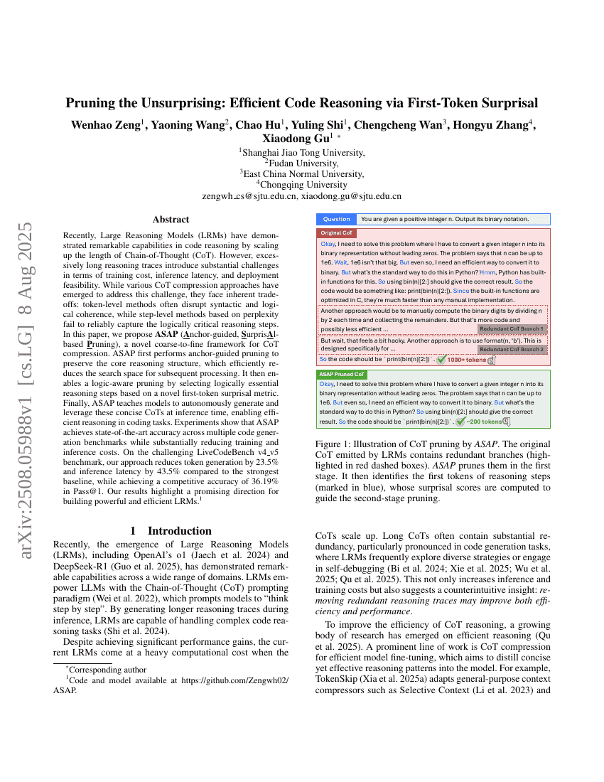 剪枝无惊喜：通过首令牌意外性实现高效的代码推理