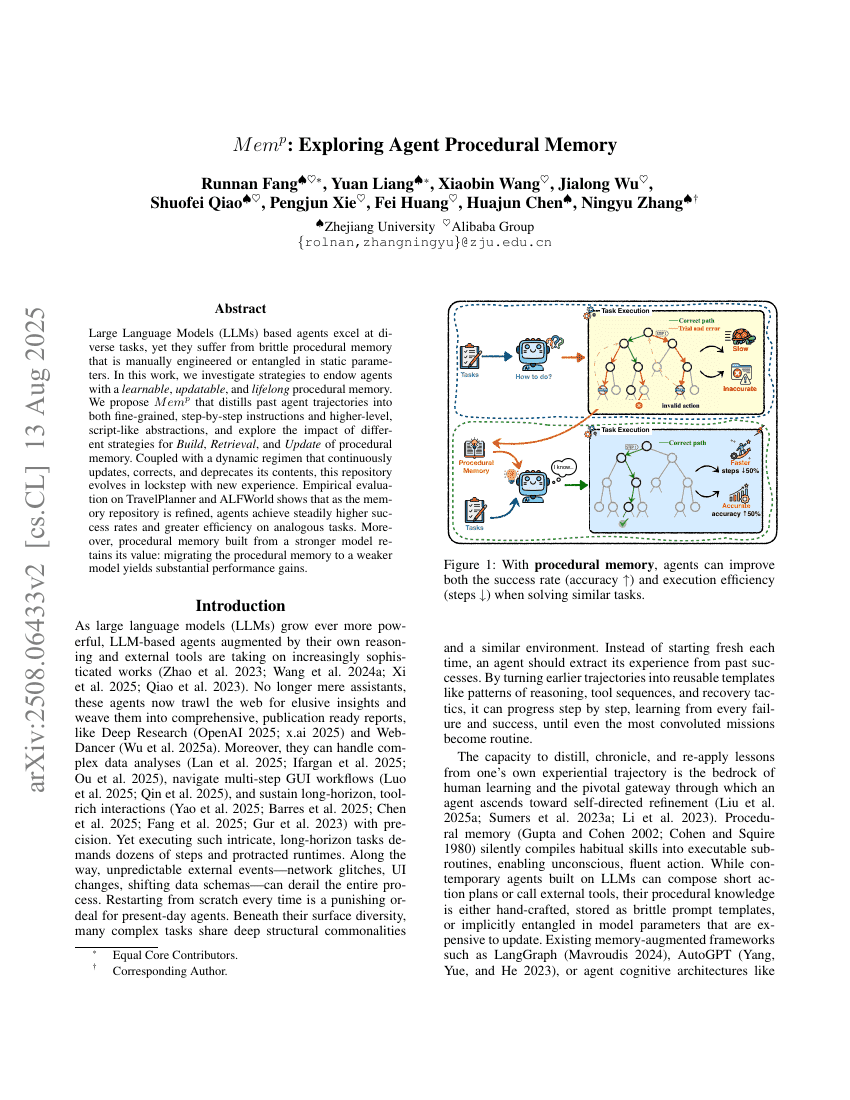 Memp: Exploring Agent Procedural Memory