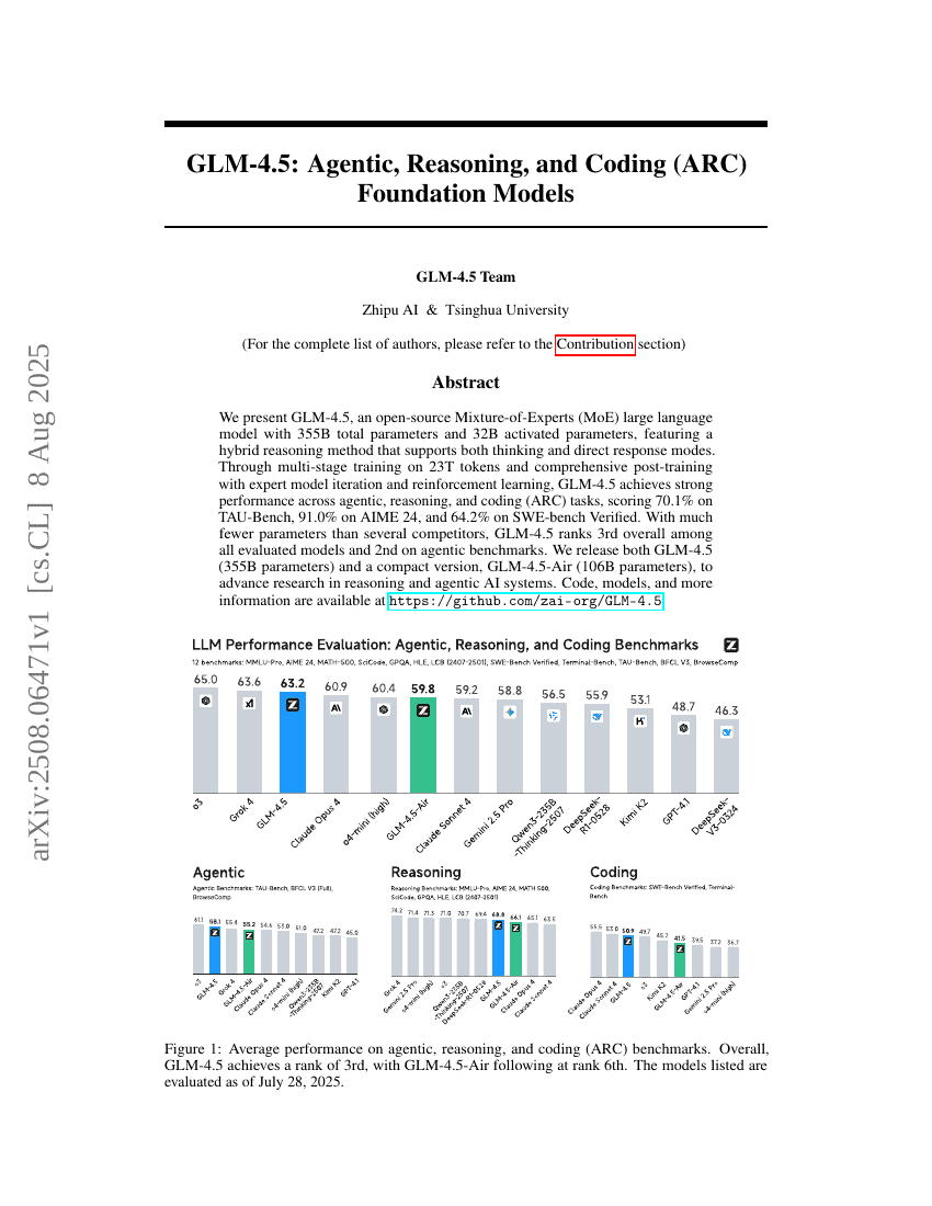 GLM-4.5: Agentic, Reasoning, and Coding (ARC) Foundation Models