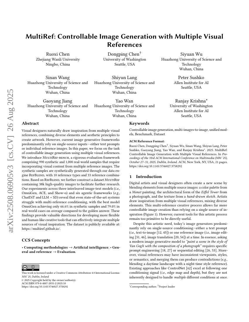 MultiRef: Controllable Image Generation with Multiple Visual References