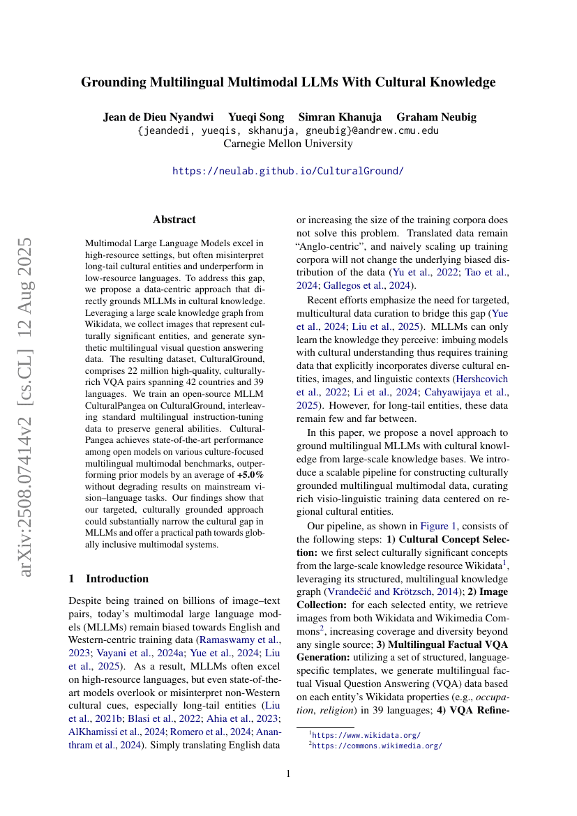 Grounding Multilingual Multimodal LLMs With Cultural Knowledge