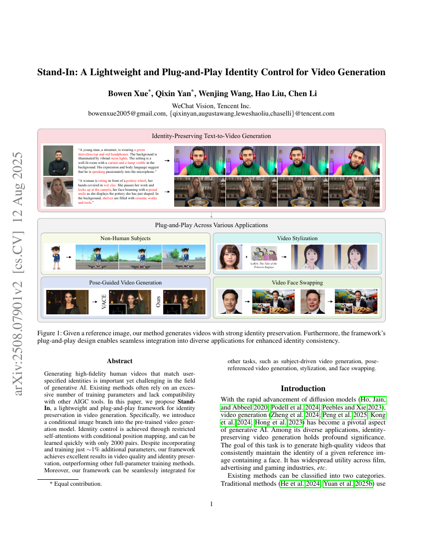 Stand-In: A Lightweight and Plug-and-Play Identity Control for Video Generation