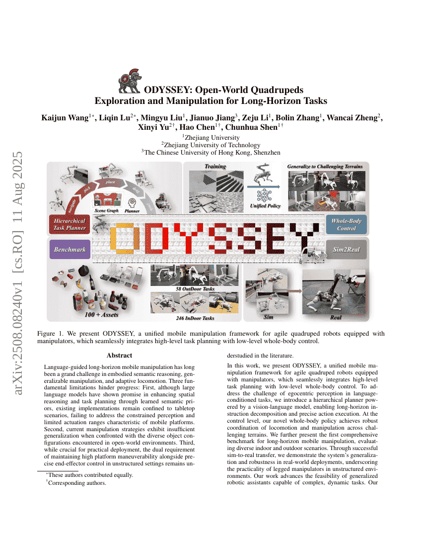 ODYSSEY: Open-World Quadrupeds Exploration and Manipulation for Long-Horizon Tasks