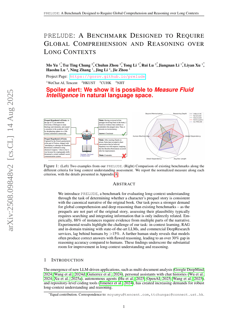 PRELUDE: A Benchmark Designed to Require Global Comprehension and Reasoning over Long Contexts