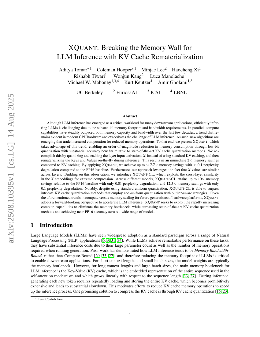 XQuant: Breaking the Memory Wall for LLM Inference with KV Cache Rematerialization