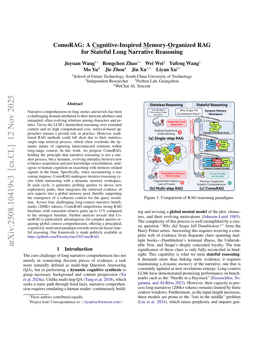 ComoRAG: A Cognitive-Inspired Memory-Organized RAG for Stateful Long Narrative Reasoning