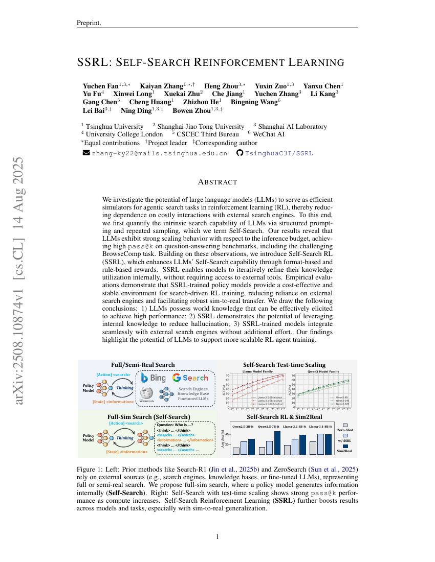 SSRL: Self-Search Reinforcement Learning