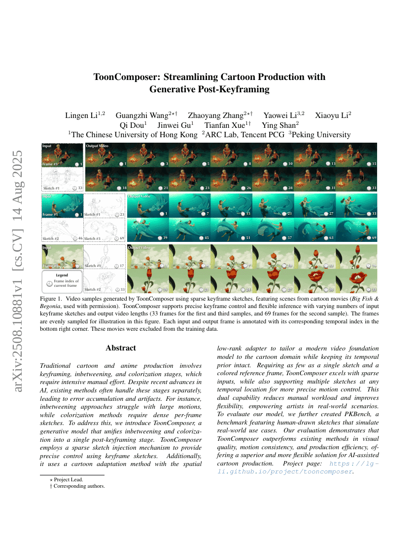 ToonComposer: Streamlining Cartoon Production with Generative
Post-Keyframing