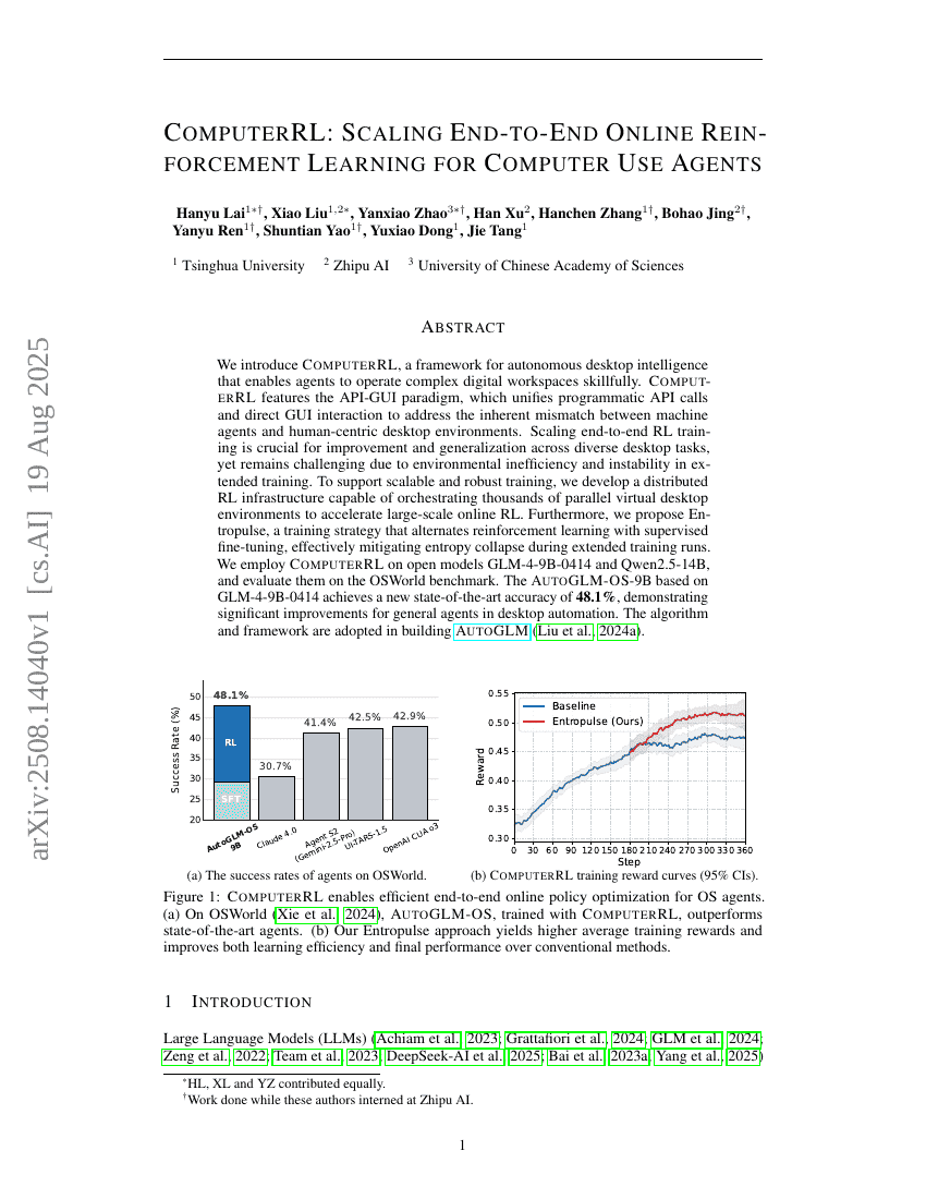 ComputerRL: Scaling End-to-End Online Reinforcement Learning for Computer Use Agents