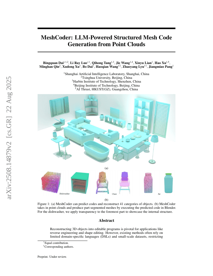 MeshCoder: LLM-Powered Structured Mesh Code Generation from Point Clouds