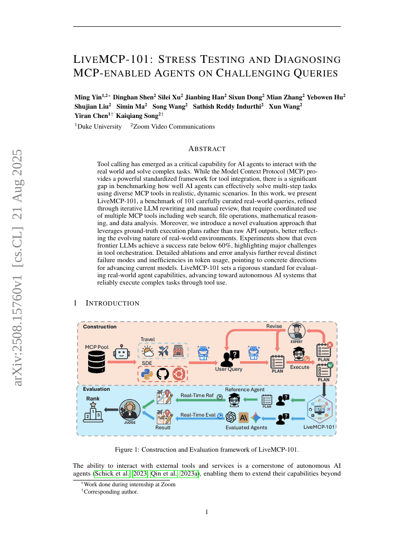 LiveMCP-101: Stress Testing and Diagnosing MCP-enabled Agents on
  Challenging Queries