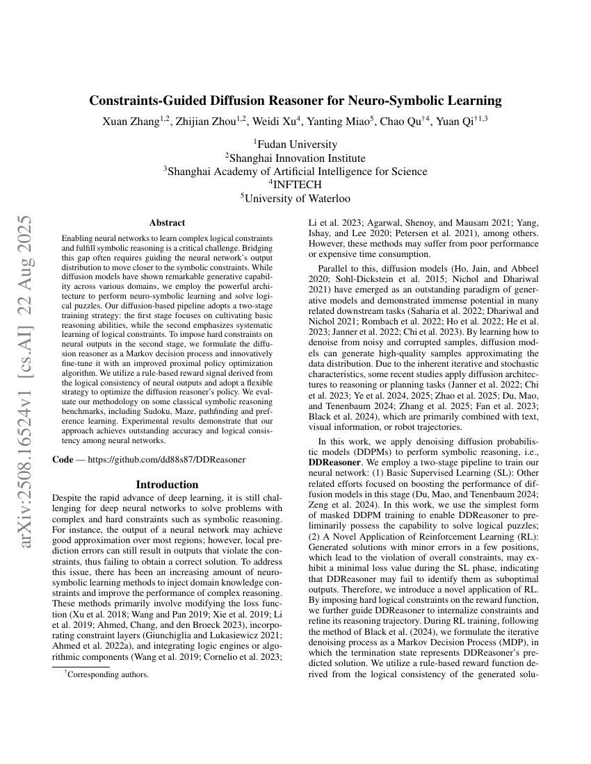 Constraints-Guided Diffusion Reasoner for Neuro-Symbolic Learning