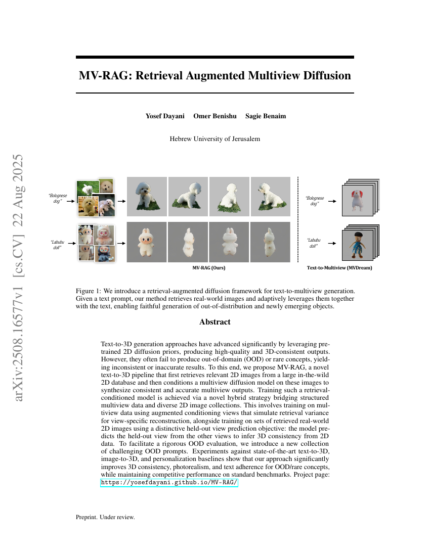 MV-RAG: Retrieval Augmented Multiview Diffusion