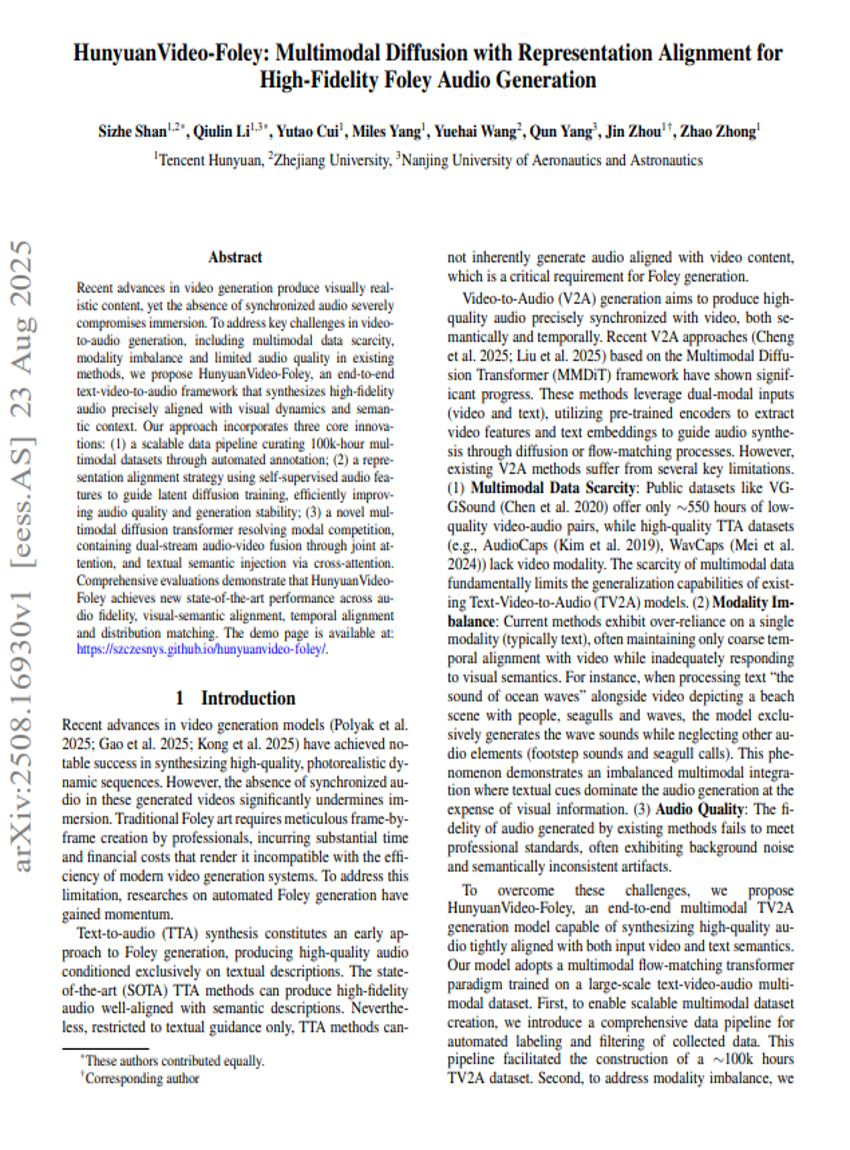 HunyuanVideo-Foley: Multimodal Diffusion with Representation Alignment for High-Fidelity Foley Audio Generation