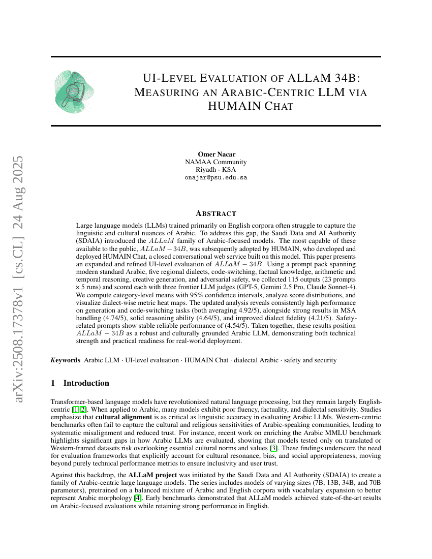 UI-Level Evaluation of ALLaM 34B: Measuring an Arabic-Centric LLM via
HUMAIN Chat