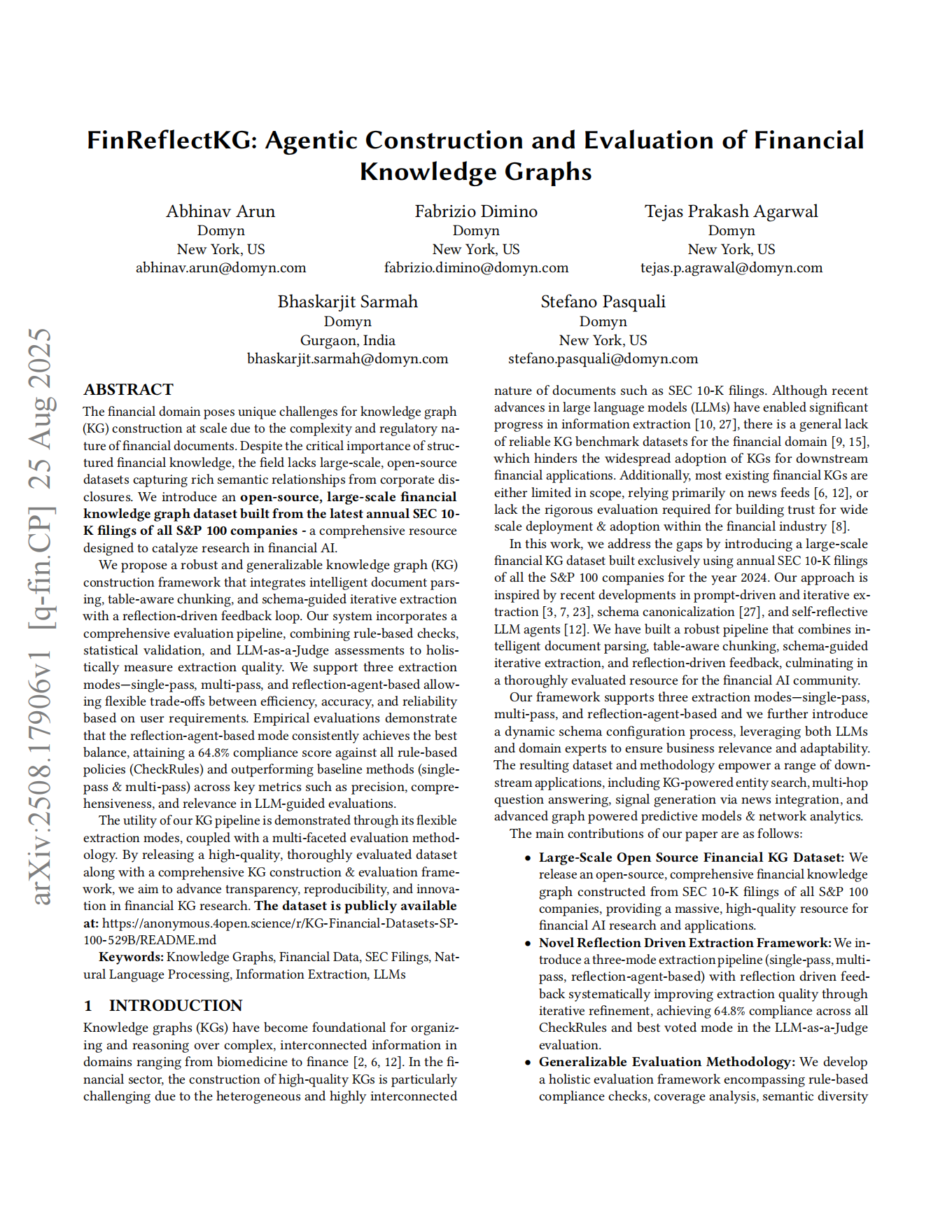FinReflectKG:金融知识图谱的智能体构建与评估