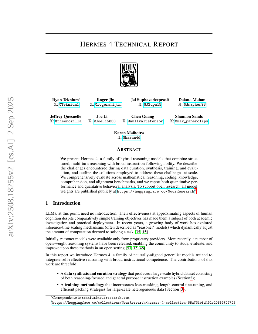 Hermes 4 Technical Report