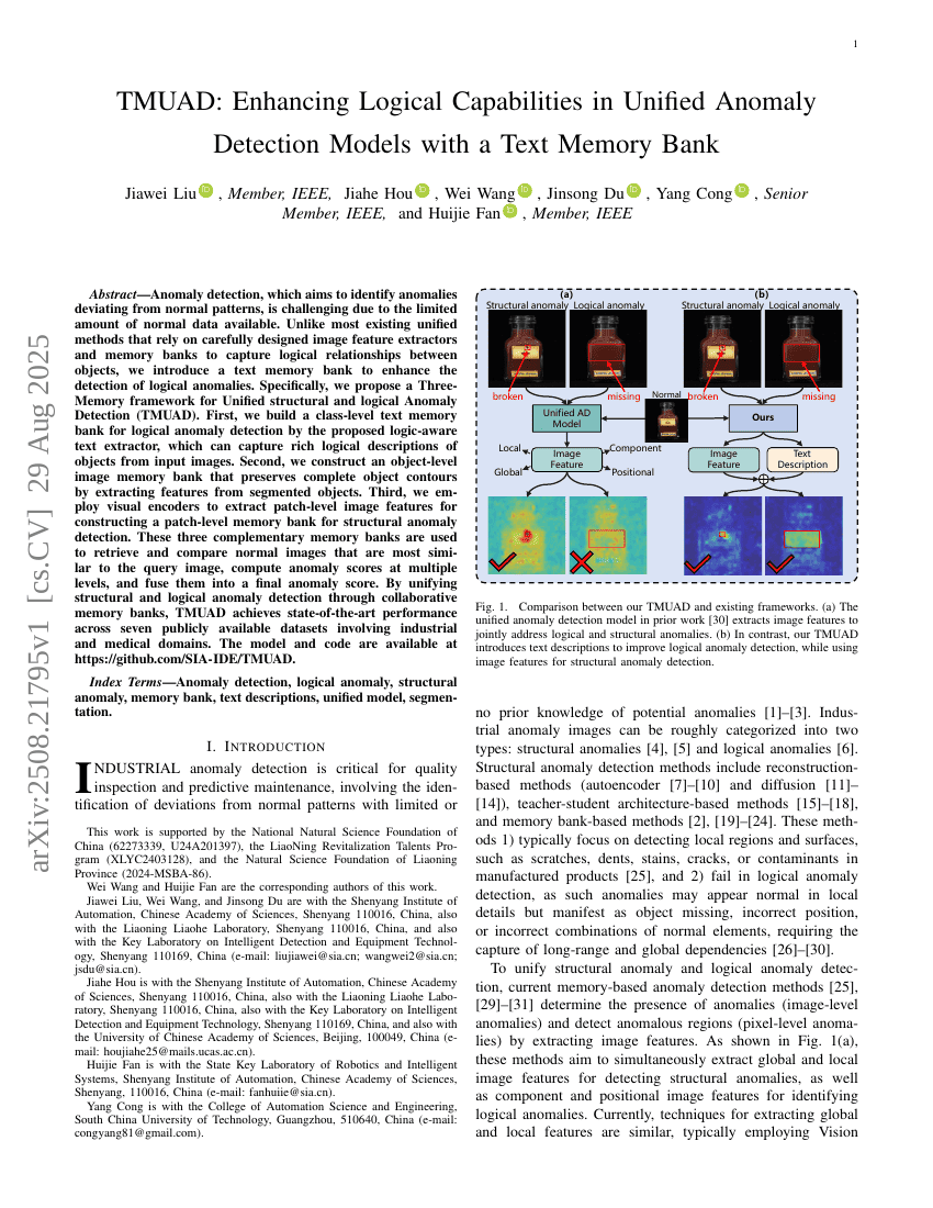 TMUAD: Enhancing Logical Capabilities in Unified Anomaly Detection Models with a Text Memory Bank