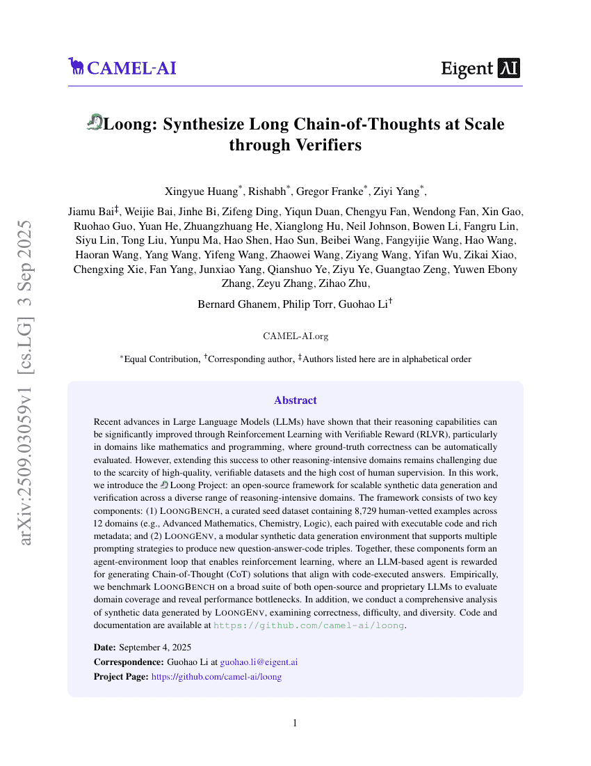 Loong: Synthesize Long Chain-of-Thoughts at Scale through Verifiers