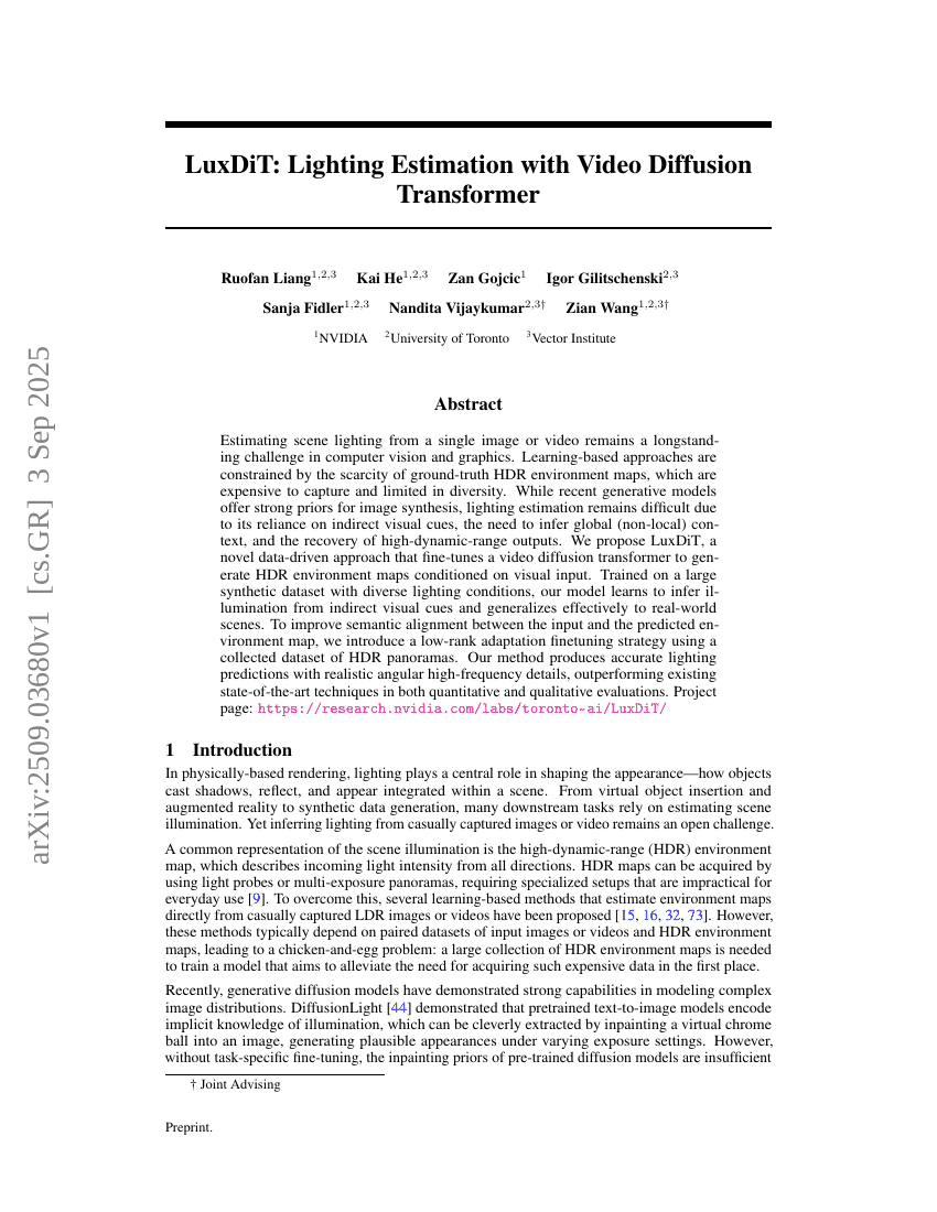 LuxDiT: Lighting Estimation with Video Diffusion Transformer