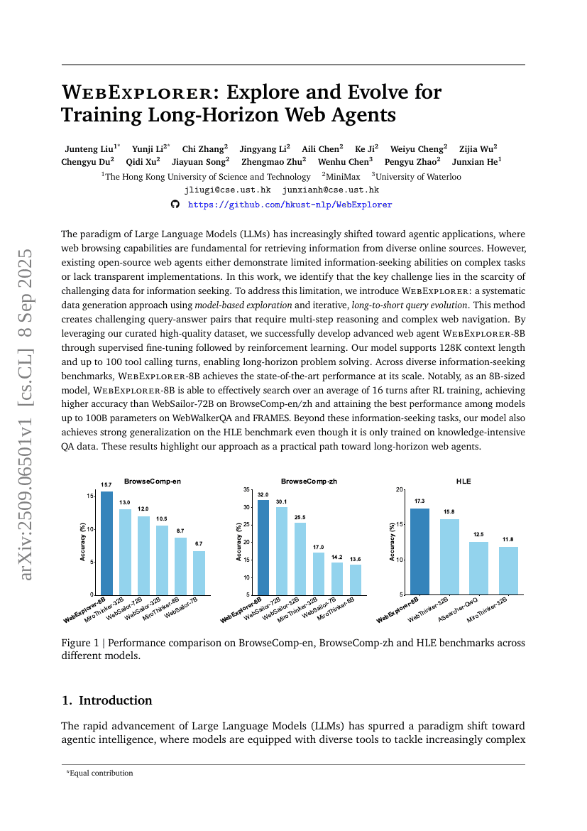 WebExplorer:用于训练长时序Web Agent的探索与演化
