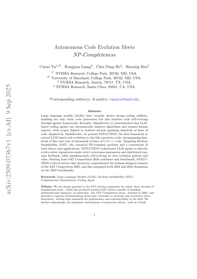 Autonomous Code Evolution Meets NP-Completeness