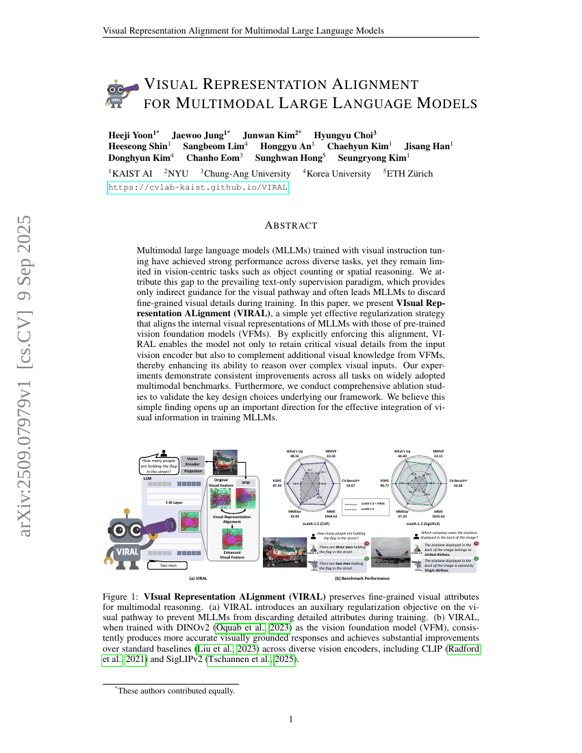 Visual Representation Alignment for Multimodal Large Language Models