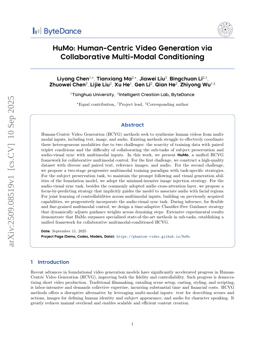 HuMo: Human-Centric Video Generation via Collaborative Multi-Modal Conditioning
