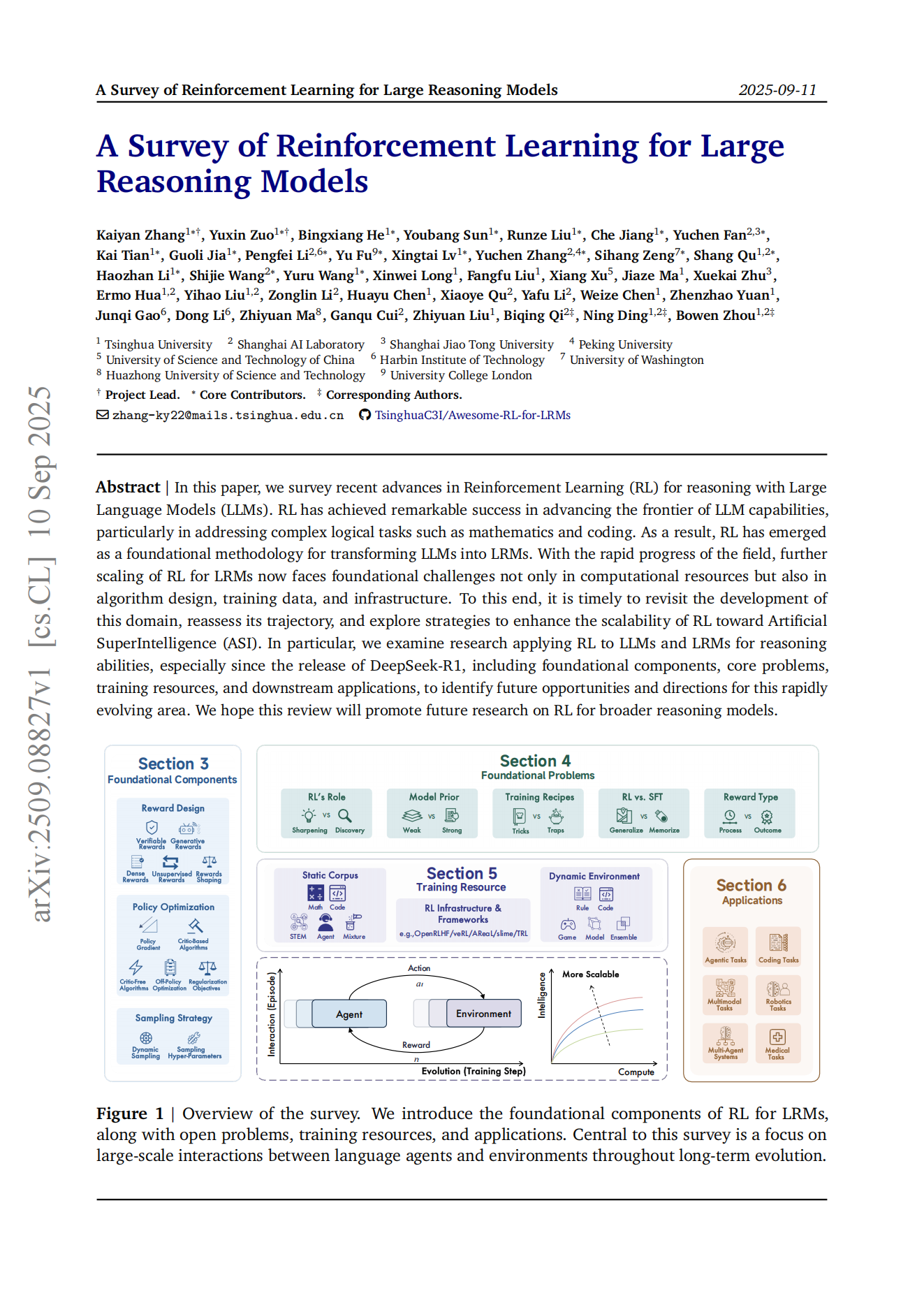 A Survey of Reinforcement Learning for Large Reasoning Models