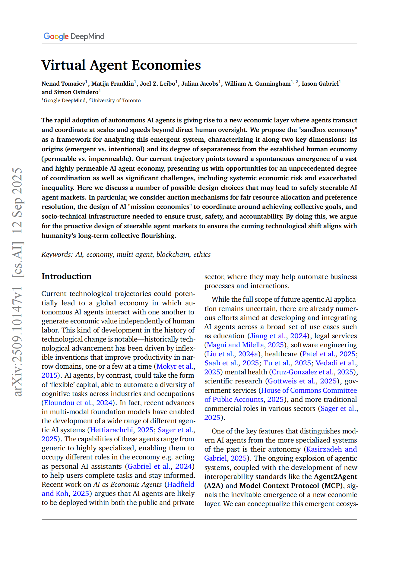 Virtual Agent Economies