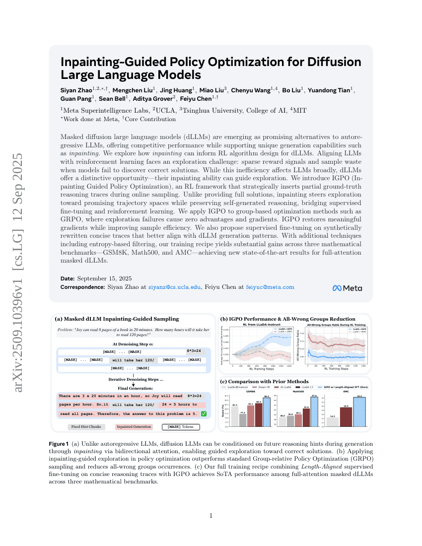 Inpainting-Guided Policy Optimization for Diffusion Large Language
  Models