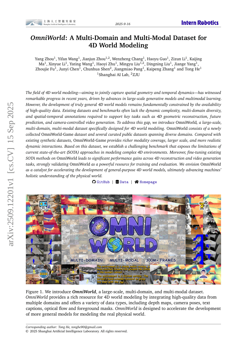OmniWorld: A Multi-Domain and Multi-Modal Dataset for 4D World Modeling