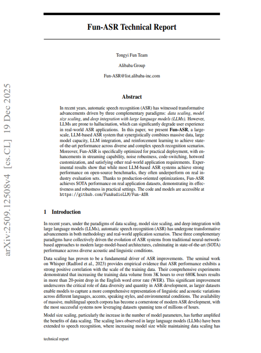 Fun-ASR Technical Report